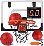 SUPER JOY Mini Basketballkorb Indoor Kinder - Basketballkorb für Zimmer mit 3 Ball — Mini Hoop mit Elektronische Anzeigetafel - Basketballkorb Outdoor Wandmontage für Schlafzimmerbüro 40X30cm