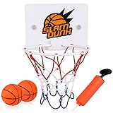 Grevosea Mini Basketball Korb Set,basketballkorb Indoor,Kinder Zimmer mit 2 Stück 6.5cm Bälle Und Pumpe Büro mit Saugnapf für Kinder Office Home-16.2X12cm