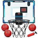 Yimore Mini Basketballkorb fürs Zimmer, Basketballkorb Indoor Wandmontage mit Elektronische Anzeigetafel und LED Licht, Basketballkorb Kinder Sport Spielzeug Outdoor Indoor